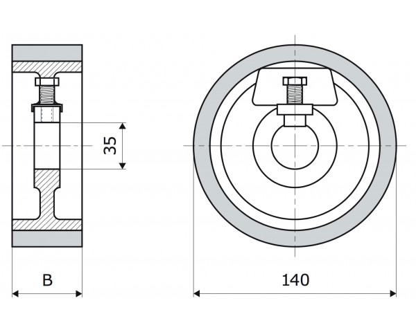 Vorschubrollen 140 x 50 x 35 V SCM